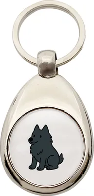 Produktbild von Huuraa Schlüsselanhänger Schipperke Comic Schippi Metall Schlüsselring Einkaufswagenchip Geschenkidee