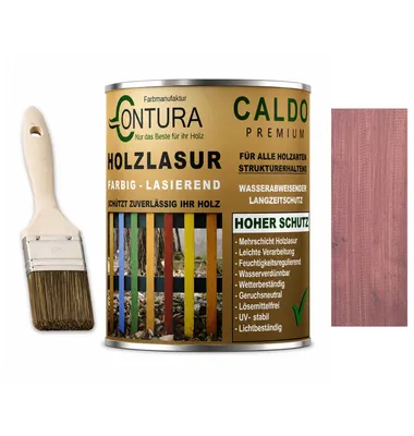 Produktbild von Contura Holzlasur Langzeitschutz Lasur + Pinsel Holz Außen Dauerschutzlasur Holzfarbe - 2,5Liter + Pinsel / Pflaume - 10.31