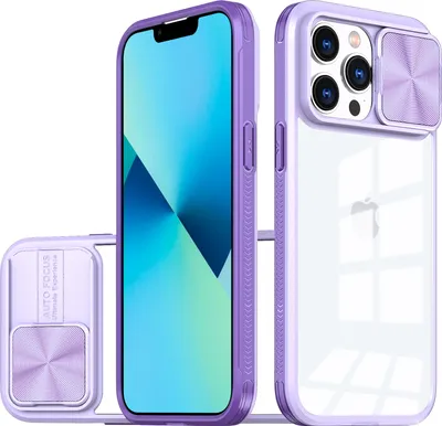 Produktbild von Hülle für iPhone 12 Pro Max / 13 Pro Max Transparent TPU Bumper Schutzhülle mit Schiebe Kamera Schutz Lila