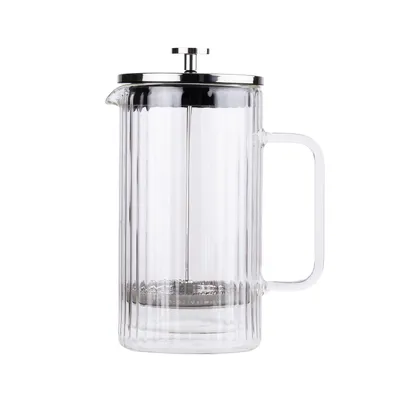 Produktbild von 1L Kaffeebereiter Kaffeedrücker Teebereiter Stempelkanne Teezubereiter manuell Glas Teebereiter Kaffeebrüher Kaffeepresse Stempelkanne Edelstahl 1l