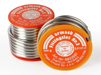Produktbild von Weichlot Sn97Cu3 3,0 mm 100 g DVGW Lötdraht für Kupferrohre Armack