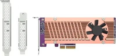 Produktbild von QNAP QM2-2P-344A, PCIe, M.2, PCIe 3.0, Braun, Grau, NAS / Storage server, Aktiv