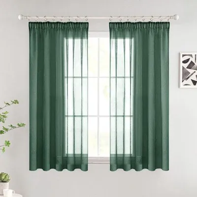 Produktbild von Unyqoos® Transparente Gardinen – Modernes, lichtdurchlässiges 2er-Set, Dunkelgrün, 140 x 145 cm, Polyester, für Schlafzimmer & Wohnzimmer