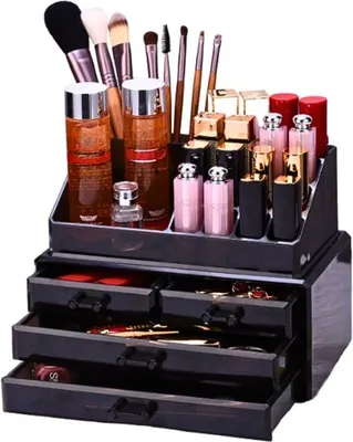 Obrázek produktu pro Akrylový organizér na šperky a make-up UNIQ se 4 zásuvkami - SF 1155 - černý