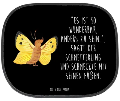 Produktbild von Mr. & Mrs. Panda Auto Sonnenblende Schmetterling Zitronenfalter - Schwarz - Geschenk, Sonnenschutz, Lustige Sprüche, Selbstliebe, Liebe, Autoscheibe, für, Fakt