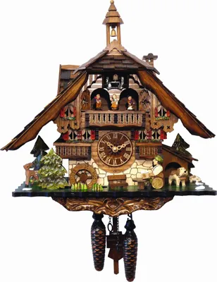 Produktbild von Engstler - 4812_QMT - Kuckucksuhr - Quarz - Nussbaum - mit Musik mit Tanzpaar - 40 cm