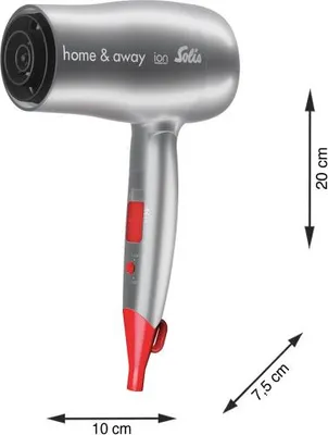 Image de Solis HOME & AWAY 3791 Sèche-cheveux de voyage 1800 W, 3 températures / 2 vitesses, ionisant, 1,8 m, Baby/Care, argent/rouge