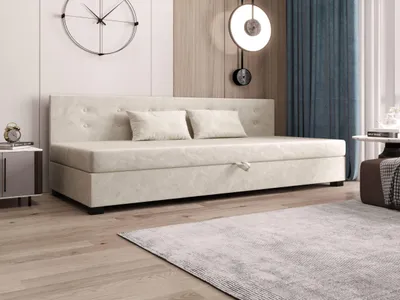 Produktbild von AURA SOFA Boxspringbett OLAF BIZ 80x195 Komplett-Set mit Bonell Matratze, Polsterbett mit Bettkästen - Hellbeige, MONOLITH 02
