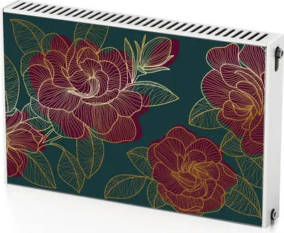 Produktbild von Goldener Umriss Einer Rose – Magnetische Heizkörperabdeckung – 90x60 cm – Magnet Heizkörperabdeckung – 3D Würfel – Heizkörperverkleidung – Magnetische Wandverkleidung – Wetterfest