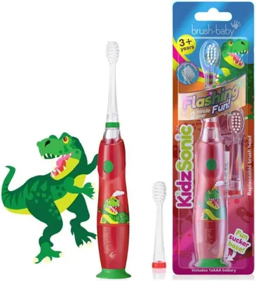 Produktbild von Elektrische Kinderzahnbürste, 3+ Jahre – DeepClean-Borsten, Saugnapf – Lustiges Design mit Blinkenden Disco-Lichtern – Mit 2 Ersatzbürstenköpfen