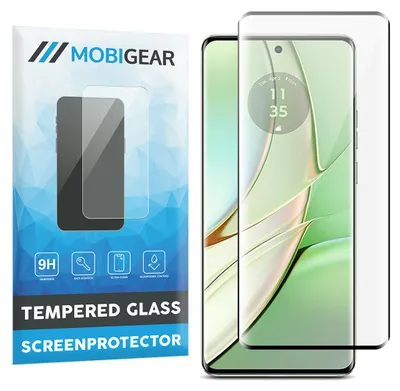 Produktbild von Mobigear Premium Displayschutzfolie für Motorola Edge 40, gehärtetes Glas – Panzerglasfolie – Kompatibel mit Hüllen – Schwarz