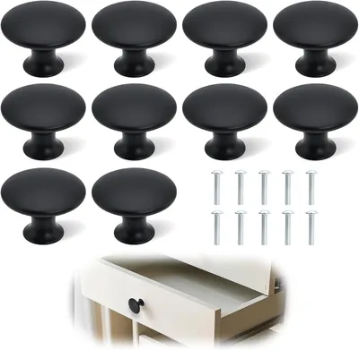 Produktbild von Schrankgriff 30 mm schwarze Möbelknöpfe, moderner Vintage-Stil, mit Schrauben, 10 Stück Türknöpfe für Schubladen oder Möbel
