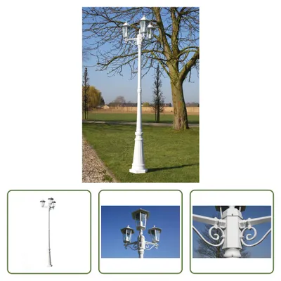 Obrázok produktu pre The Living Store 3-svetelná záhradná lampa 215 cm biely hliník
