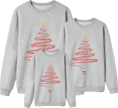 Produktbild von ASKSA Weihnachtspullover Familie Set Damen Herren Kinder Lustig Weihnachtspulli Rundhals Haesslicher Pullover,F-Gruen,150