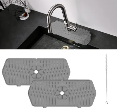Produktbild von 2er-Set Spritzschutz für Küchenspülen, Silikon-Wasserhahn-Abtropfmatte, Spritzschutzmatte für Küchen und Badezimmer