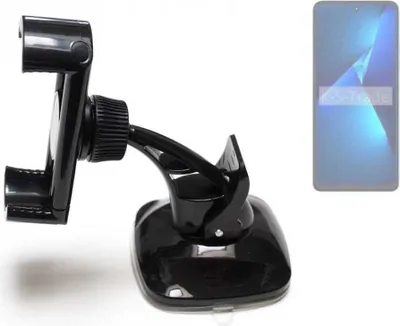 Produktbild von K-S-Trade kompakte Handy-Halterung Windschutzscheibe kompatibel mit Tecno Pova 5 Armaturenbrett schwarz Autohalterung KFZ Halter Scheiben-Halterung
