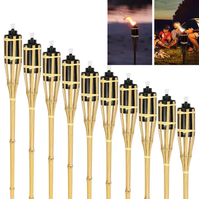 Obrázek produktu pro SWANEW Sada zahradních pochodní 40x svítilny Pochodeň Olejový knot 90 cm Bambusové olejové pochodně pro venkovní lampy Olej pro pochodně Plameny Oheň Party Deco