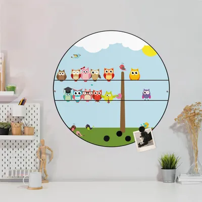 Produktbild von Design Stahlmagnettafel Schwarz Rund 47cm Da Wären Wir