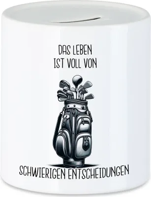Produktbild von Das Leben ist voll von schwierigen Entscheidungen Golfbag Spardose - Lustige Golf Geschenkidee