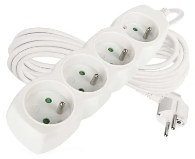 Prodlužovací kabel 7 m / 4 zásuvky / bílý / PVC / 1,5 mm2