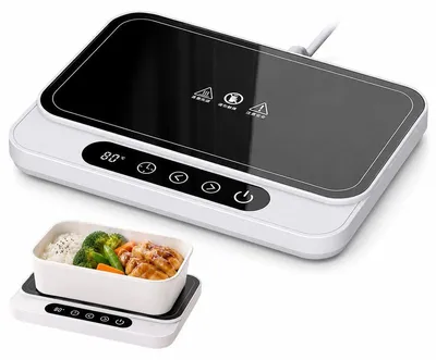 Produktbild von Elektrische Warmhalteplatte, Speisenwärmer für Essen und Milch, 9 Temperaturstufen 40–80 °C, Timer 1–12 h, 50 W, Touch Bedienung