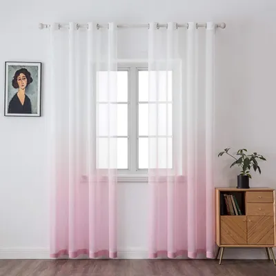 Image de Rideaux de douche transparents avec dégradé de couleurs - Lot de 2, 145 x 140 cm