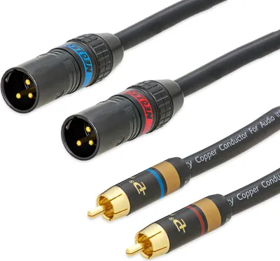 Produktbild von Cinch RCA > XLR Kabel / 2x Cinch RCA Stecker auf 2x XLR 3 Pin Stecker High End 99% OFC Audio Hifi Verstärker Boxen 3m