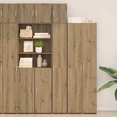 Image de Armoire de rangement vidaXL avec étagères, chêne Artisan, 30 x 42,5 x 225 cm