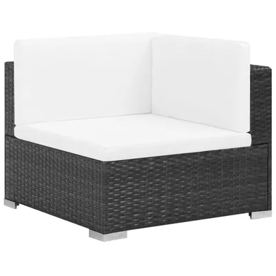 Image de vidaXL Ensemble de salon de jardin 7 pièces avec coussins Poly rotin noir