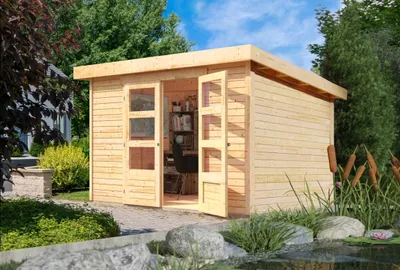 Produktbild von Karibu Gartenhaus Gerätehaus Askola 5 naturbelassen 302x246x211 cm