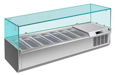 Produktbild von Gastro Kühlaufsatz | Aufsatzkühlvitrine | 7 x 1/4 GN | Glasaufsatz | +2 bis +8 °C | Pizzakühlaufsatz