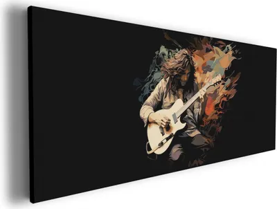 Produktbild von Wallario Premium Leinwandbild Gitarrensolo in Größe 60 x 150 cm