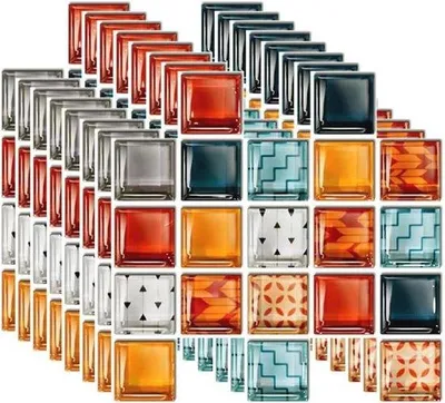 Produktbild von Wasserdichte Wandtegelstickereien für Küche und Badezimmer - Set aus 40 Selbstklebende Wandtegelstickereien 10 x 10 cm