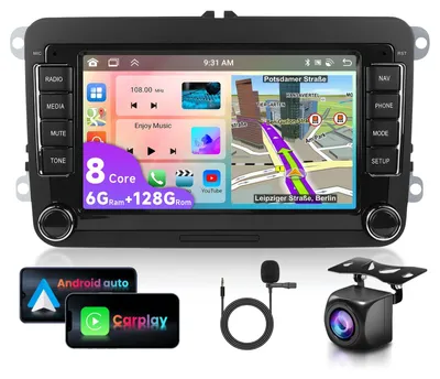 Obrázok produktu pre Autorádio s 8-jadrovým procesorom, 6G a 128G, určené pre modely VW Golf 5, Golf 6, Polo, Passat a Škoda