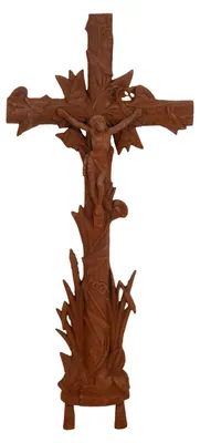Wandkreuz aus Gusseisen, 11x51x114 cm, natürliche Rostoptik, handgefertigt