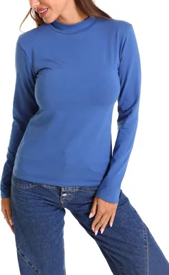 Produktbild von Alkato Damen Langarm Shirt mit Rollkragen, Farbe: Jeansblau, Größe: L