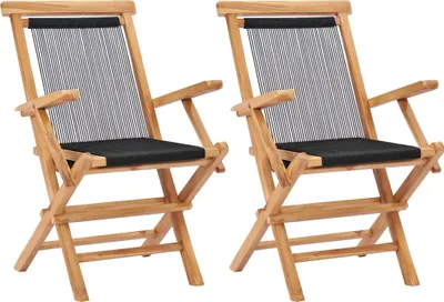 Image de Chaises pliables de jardin lot de 2 Bois teck solide et corde