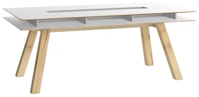 Produktbild von Esstisch Minnea 34, Farbe: Weiß / Eiche - Abmessungen: 200 x 100 cm (B x T)