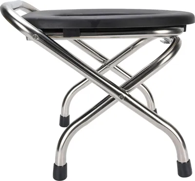 Image de Chaise de toilettes pliable, toilettes portables, acier inoxydable, ergonomique, pour adultes, 42 cm