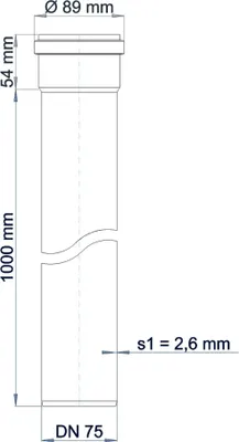 Produktbild von POLOPLAST POLO-KAL NG, Steckmuffenrohr, DN 75, 1000, Stange mit 1m, 1 Stk.