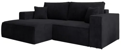 Produktbild von Selsey Farese Mini – Ecksofa mit Cordbezug, Schlaffunktion und Stauraum, Schwarz, links