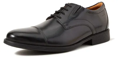 Zdjęcie produktu dla Clarks Whiddon Plain, czarne skórzane buty męskie, rozmiar 9
