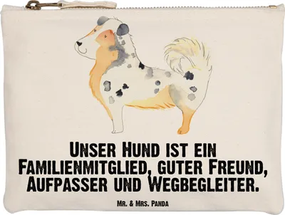 Produktbild von Mr. & Mrs. Panda Federtasche Hund Australien Shepherd Grösse XL Große - Weiß - Geschenk, Pouch, Spruch, Sprüche, Familie, Mäppchen, Waschtasche, Kulturtasche, Federmappe