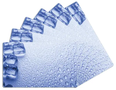 Produktbild von Wallario Frühstücksbrettchen 6er Set aus Glas, je 14 x 23 cm, mit rutschfesten Füßen, Motiv Wassertropfen auf Glas