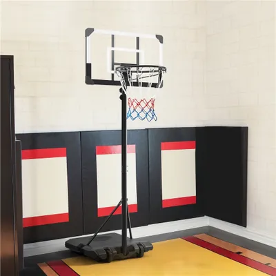 Produktbild von Yaheetech Basketballkorb mit Rollen, 216–246 cm höhenverstellbarer Basketballständer, Mobile Basketballanlage, Schwarz/Weiß