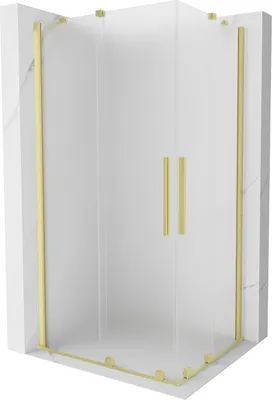 Image de Mexen Velar Duo cabine de douche coulissante 90 x 80 cm, givré, or brossé - 871-090-080-32-55