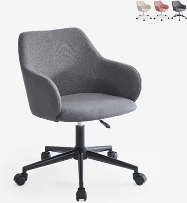 Image de Chaise pivotante en tissu avec accoudoirs Bureau Home Office Kivri - Gris foncé