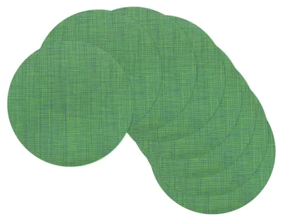 Productafbeelding van Omgoods - Set van 8 Rond Gevlochten PVC Placemats - Zeegroen en Hittebestendig