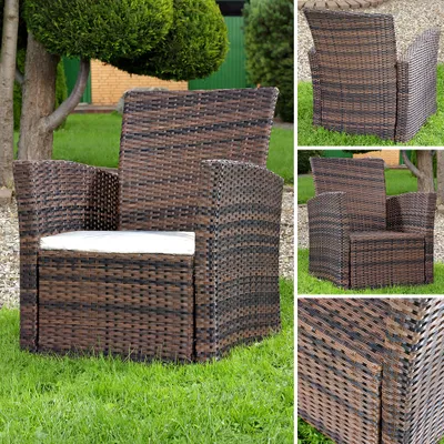 Produktbild von Mucola Gartensessel Verstellbar Relaxsessel BraunPolyrattan Gartenmöbel Balkon Sitzmöbel Liegefunktion Ruhesessel Gartenstuhl