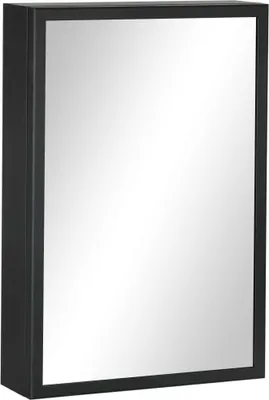 Produktbild von AIORBER Spiegelschrank, Badezimmerschrank Hängeschrank, mit 3 Fächern, Medizinschrank zur Wandmontage,40 x 12 x 60 cm,für Bad, Wohnzimmer, Schwarz